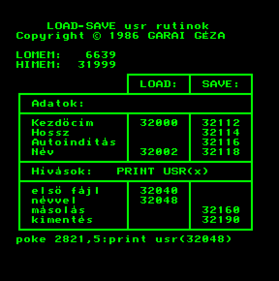 Load-Save usr rutinok
