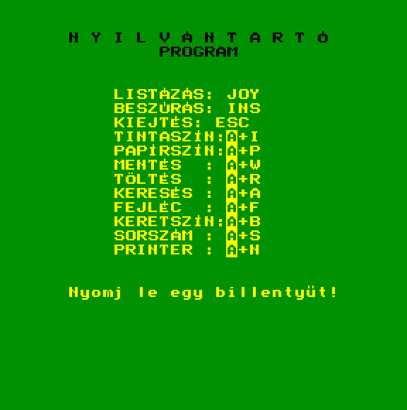 Nyilvántartó program