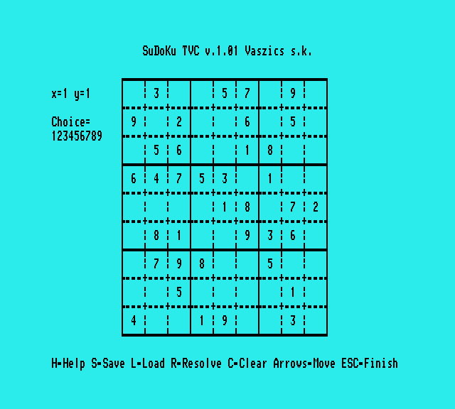 Sudoku TVC 1.01 (DOS)